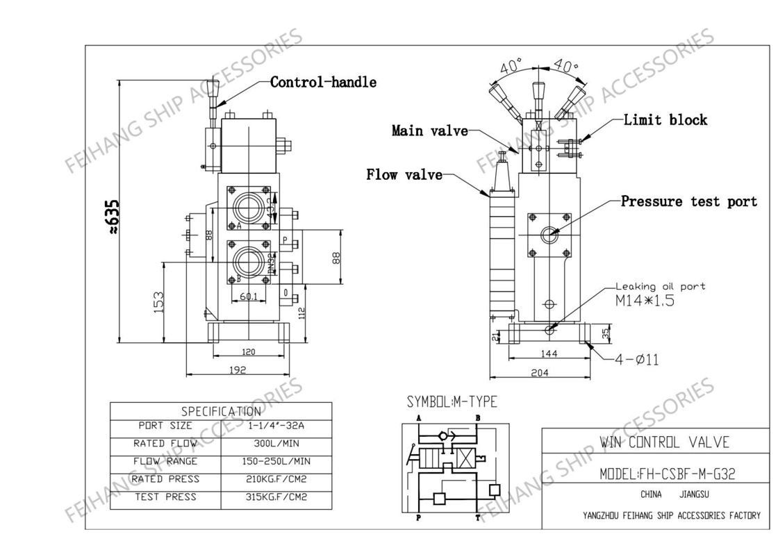 水力学制御バルブ CSBF-G32 船舶用手動比例流量制御バルブ