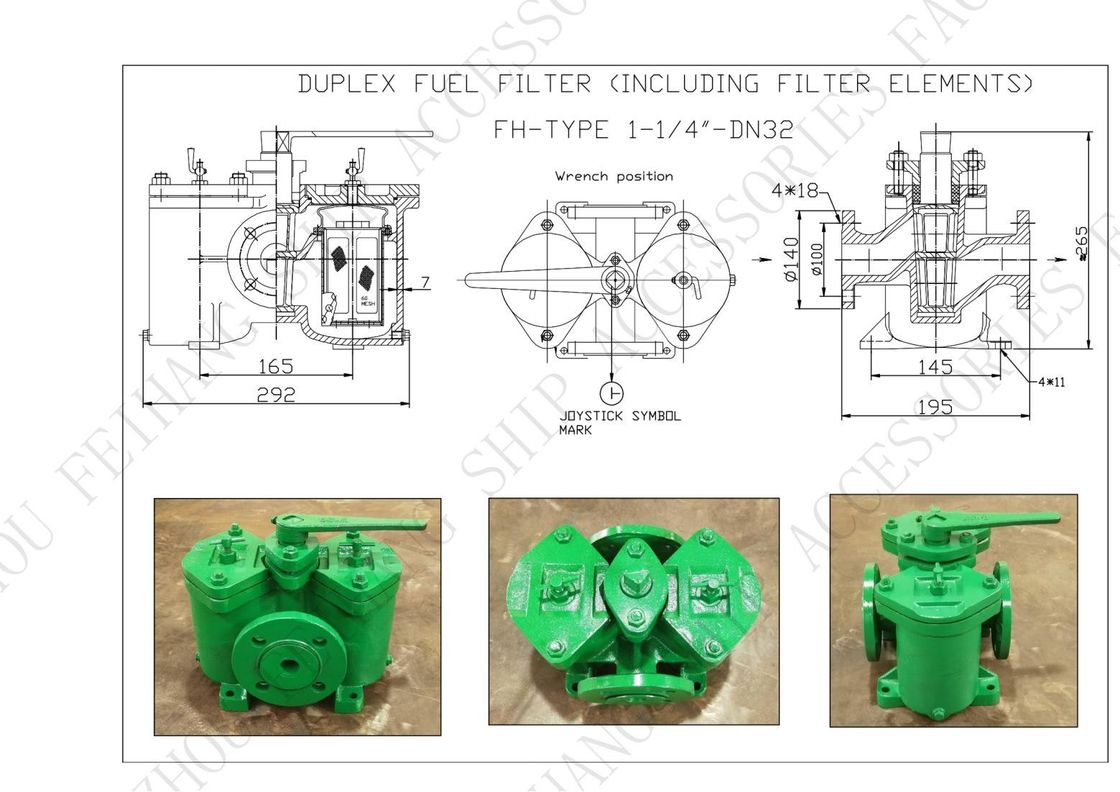 鋳鉄 フレンズドュプレックスオイルフィルター AS32 Cb/T425 燃料転送ポンプのために 鋳鉄ボディにはステンレス鋼のフィールが含まれます
