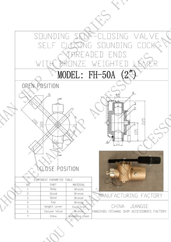 FH50 CB/T3778-1999 の技術パラメータ ブロンズ型自閉弁 引力レバー付きスレッドエンド