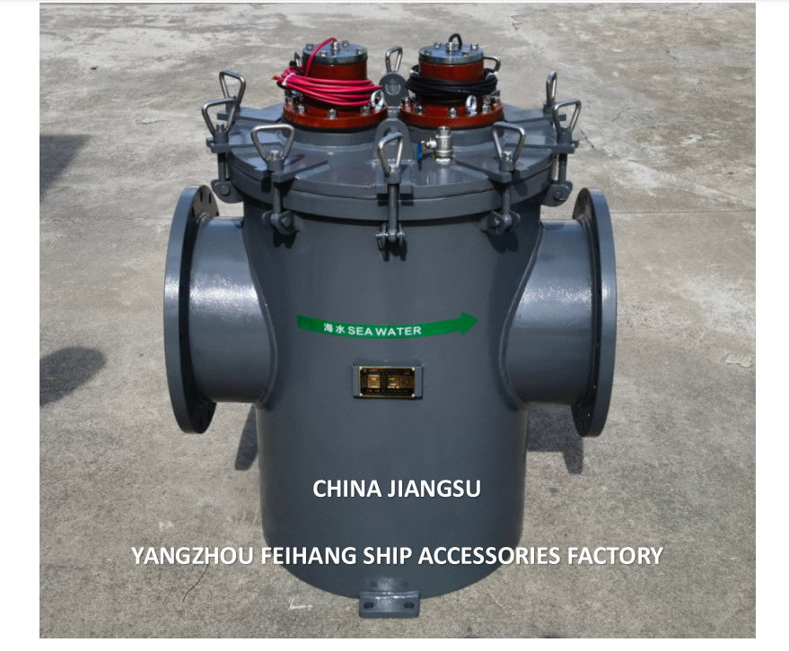 海水ストレナー AS350 CB/T497-2012 モデル 海水生長防止システム付き,ガルバン化炭素鋼体