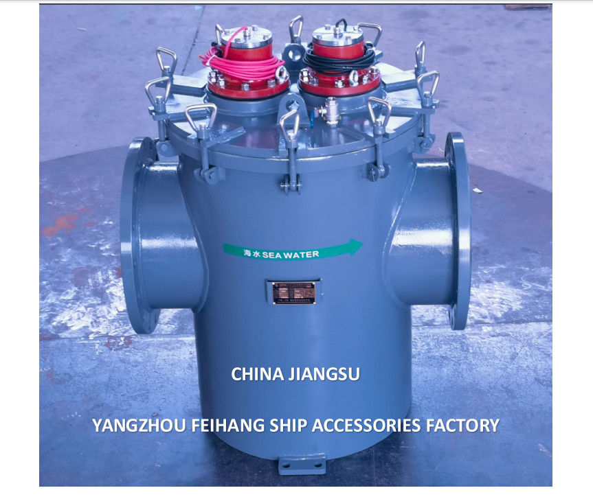 海水ストレナー AS350 CB/T497-2012 モデル 海水生長防止システム付き,ガルバン化炭素鋼体