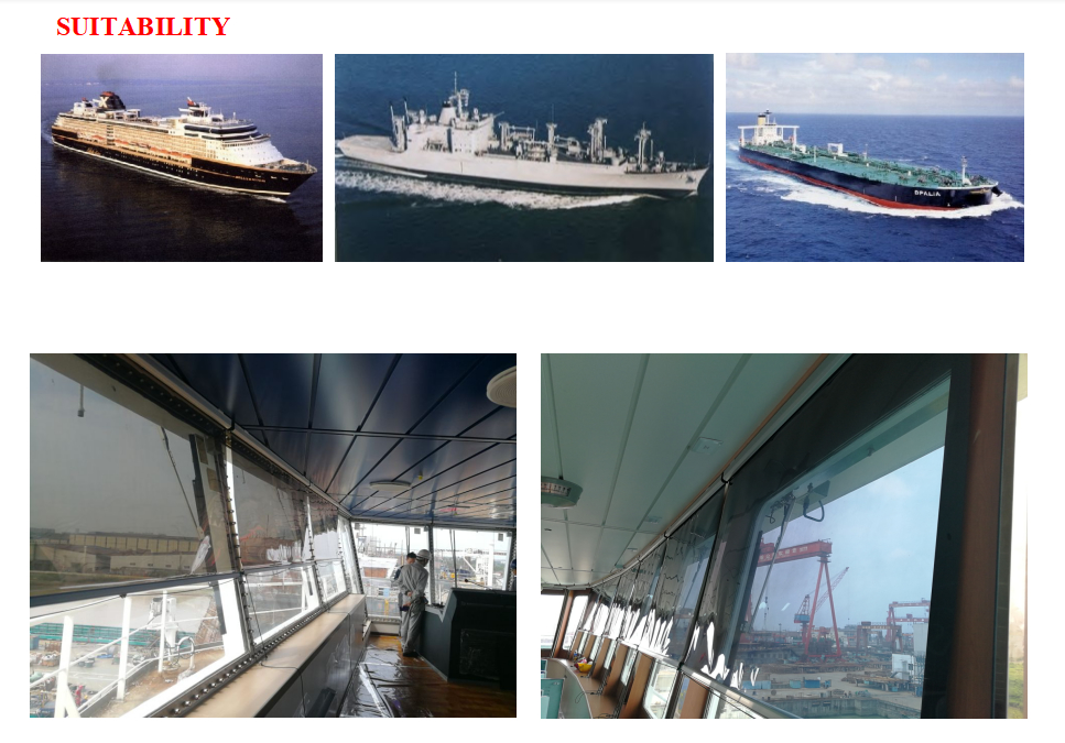 MARINE SUN-SHIELD ROLLER TYPE BLIND  & MARINE SUNSHADE SUNSCREENS ROLLER BLIND WITH CASSETTE BOX- FOR NAVIGATION BRIDGE WINDOWS